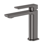 Phoenix Gloss MKII basin mixer in brushed carbon, shown on white background with tall rectangular spout and lever handle.