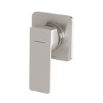 Phoenix Gloss MKII wall mixer in brushed nickel, with square backplate and single lever shower tap