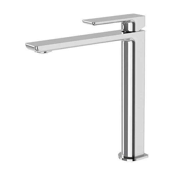Phoenix Gloss MKII vessel mixer tap in chrome, tall square-profile basin mixer shown on white background
