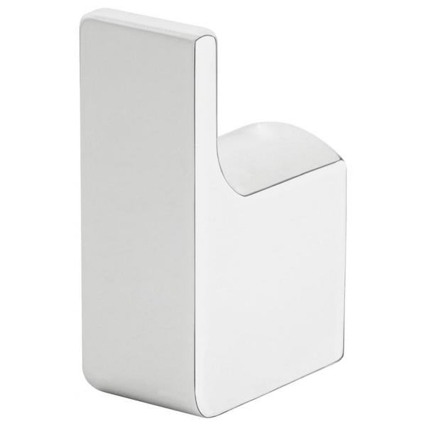 Phoenix Gloss robe hook in polished chrome, wall-mounted bathroom accessory with rounded rectangular form on white background