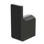 Phoenix Gloss robe hook in matte black, rectangular wall hook shown on a white background