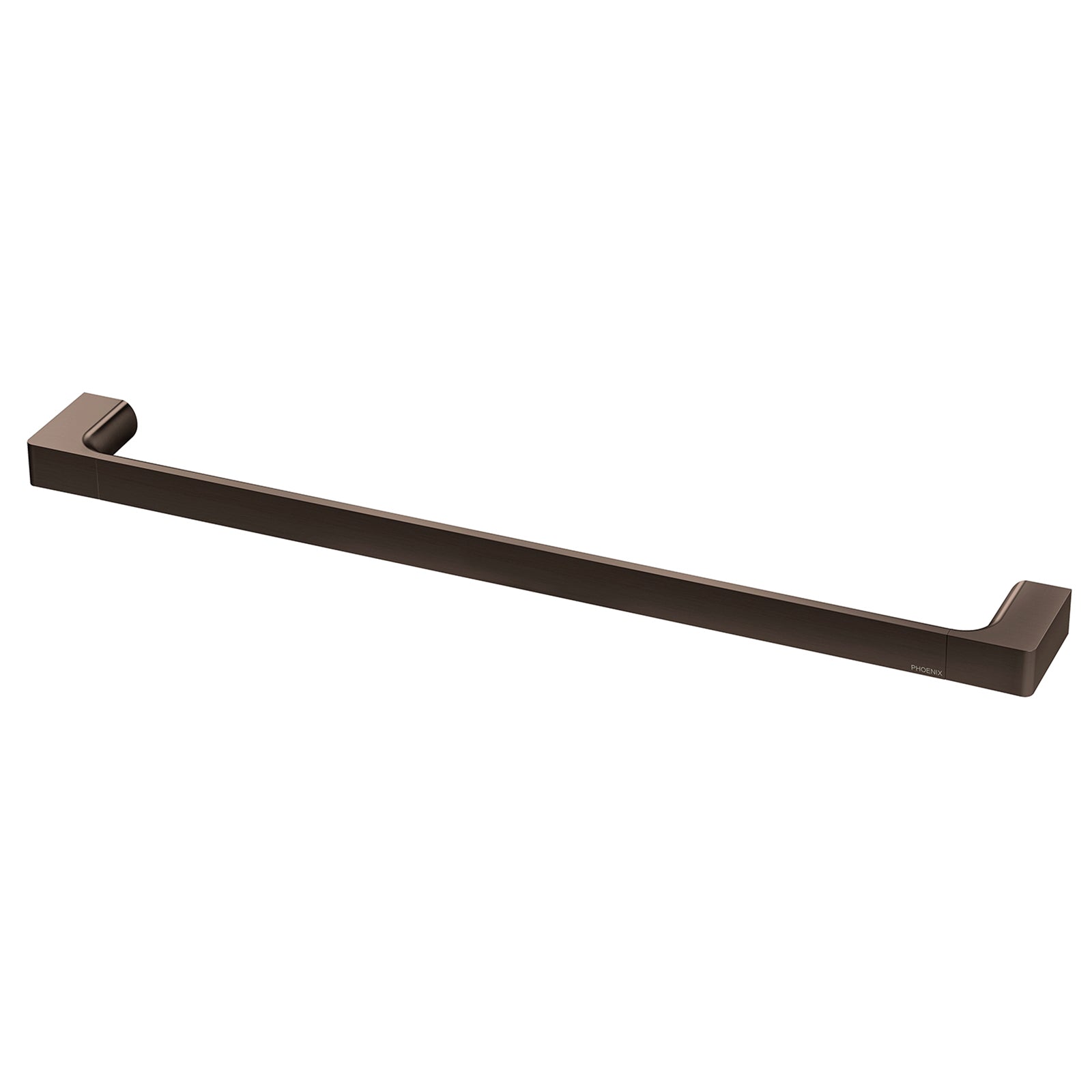 Phoenix Gloss single towel rail in brushed bronze, modern 600mm bathroom accessory with flat profile and curved brackets