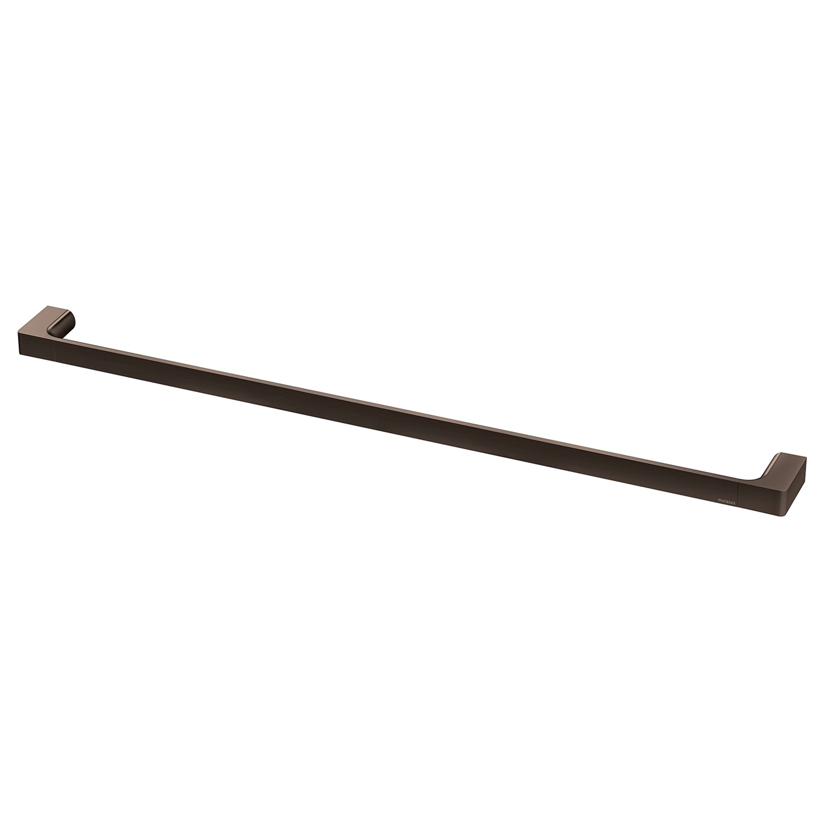 Phoenix Gloss single towel rail in brushed bronze, 800mm straight bar on white background
