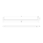 Technical drawing of Phoenix Gloss single towel rail, showing 800mm dimensions and fixing distances, brushed bronze finish not shown