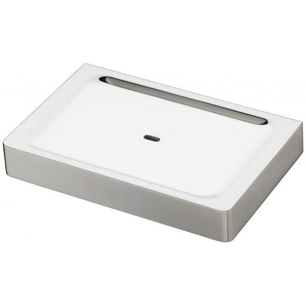 Phoenix Gloss chrome soap dish, rectangular polished metal wall-mounted bathroom accessory