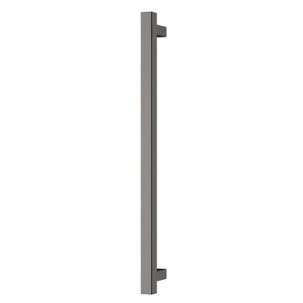 Phoenix Heated Towel Rail Square 800mm in brushed carbon, single square bar on white background