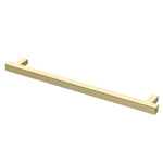 Phoenix heated towel rail, square 800mm, brushed gold, single bar wall-mounted rail on white background