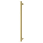 Phoenix heated towel rail, square 800mm, brushed gold, vertical wall-mounted single bar