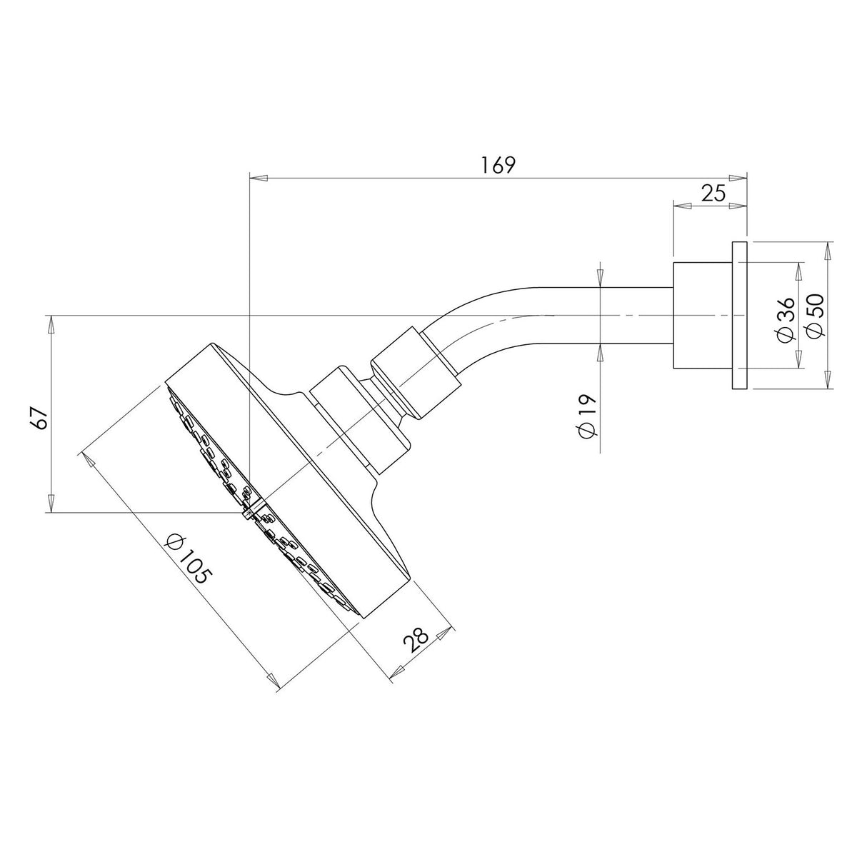 Phoenix Ivy 3 Function Wall Shower & Arm Chrome