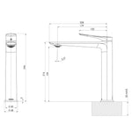 Phoenix Kusabi vessel mixer technical drawing in brushed nickel, showing 246mm tall body and 179mm spout reach