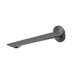 Phoenix Kusabi wall basin/bath outlet spout in brushed carbon, 200mm, wall-mounted fixed tap with round backplate