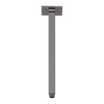Phoenix Lexi 300mm ceiling shower arm, square brushed carbon finish, wall-mounted style shown on white background