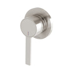 Phoenix Lexi MKII wall mixer in brushed nickel, round single-lever shower mixer with colour indicators and backplate