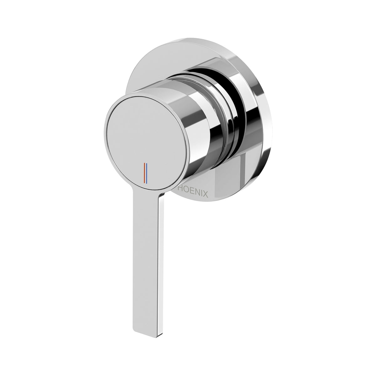 Phoenix Lexi MKII SwitchMix shower wall mixer in chrome, wall-mounted with single lever and round backplate
