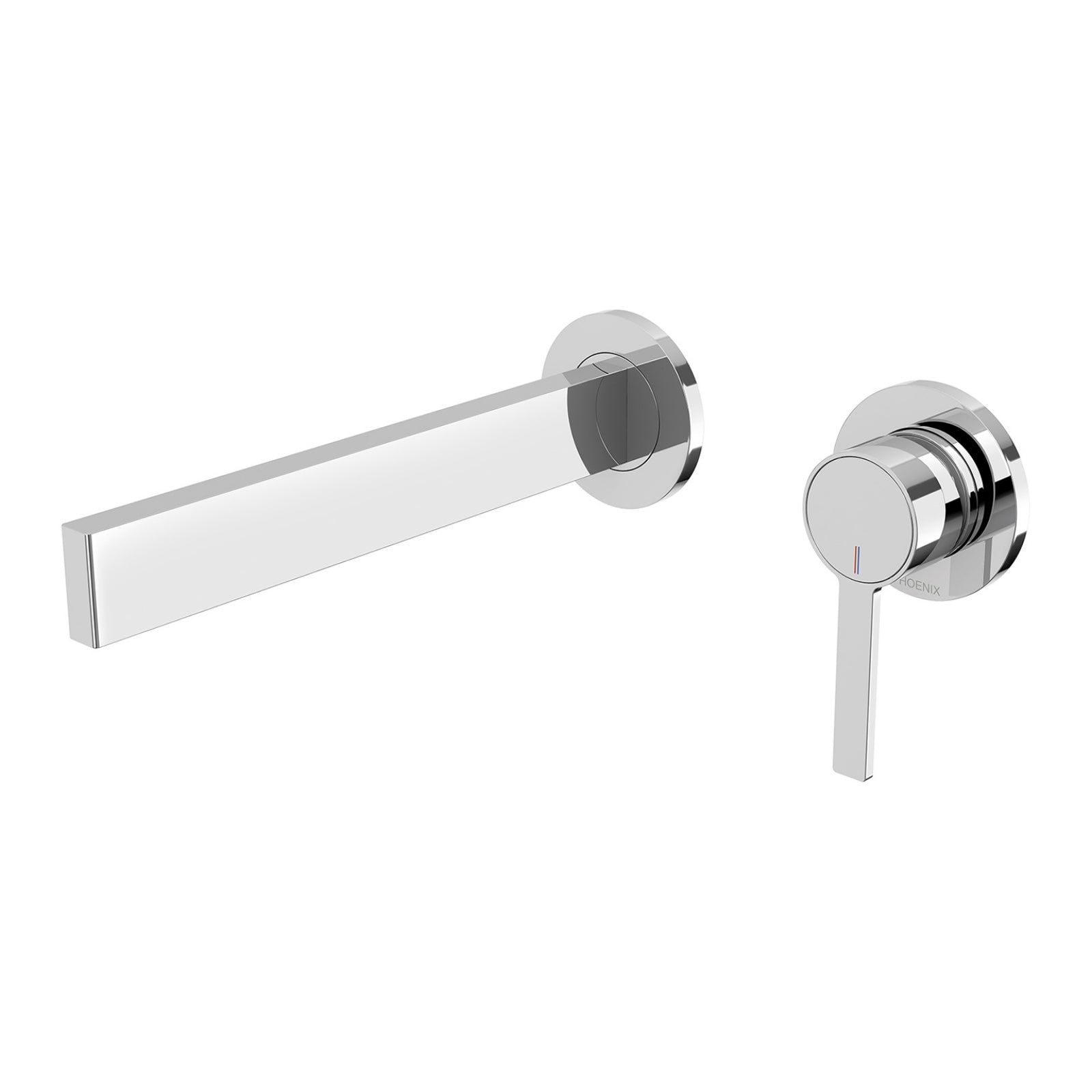 Phoenix Lexi MKII wall basin mixer set in chrome with 200mm spout and round wall plate