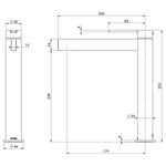 Phoenix Lexi MKII vessel mixer technical drawing in chrome, showing tall hob-mounted basin tap with dimensions visible