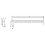 Technical drawing of Phoenix Lexi square shower arm, 400mm, with wall mount dimensions in brushed carbon finish
