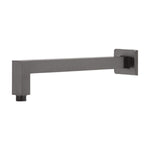 Phoenix Lexi 400mm square wall-mounted shower arm in brushed carbon, side view on white background
