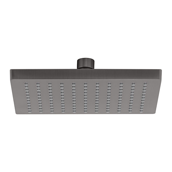 Phoenix Lexi 200mm square shower rose, brushed carbon finish, front view on white background
