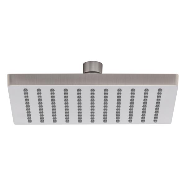 Phoenix Lexi 200mm square shower rose, brushed nickel, underside view with central connector up top