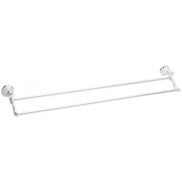 Phoenix Nostalgia double towel rail 760mm in polished chrome, wall-mounted with traditional curved ends