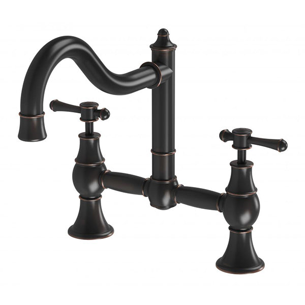 Phoenix Nostalgia exposed sink set in antique black, 3-piece wall-mounted tap set with lever handles