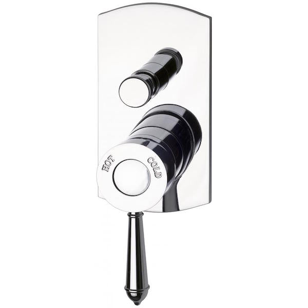 Phoenix Nostalgia chrome shower/bath diverter mixer with polished wall plate and hot/cold controls