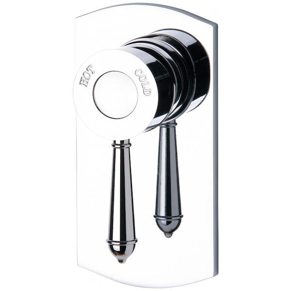 Phoenix Nostalgia chrome shower wall mixer with classic round wall plate and twin hot cold handles