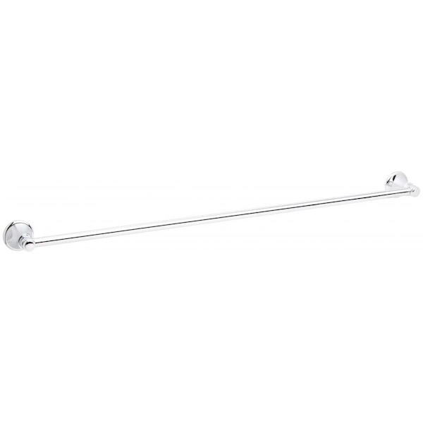 Phoenix Nostalgia single towel rail 760mm in polished chrome, wall-mounted with traditional round ends