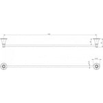 Phoenix Nostalgia 760mm single towel rail technical drawing in polished chrome, shown front and top views with dimensions