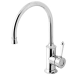 Phoenix Nostalgia gooseneck sink mixer tap in chrome and white, hob mounted with polished chrome finish