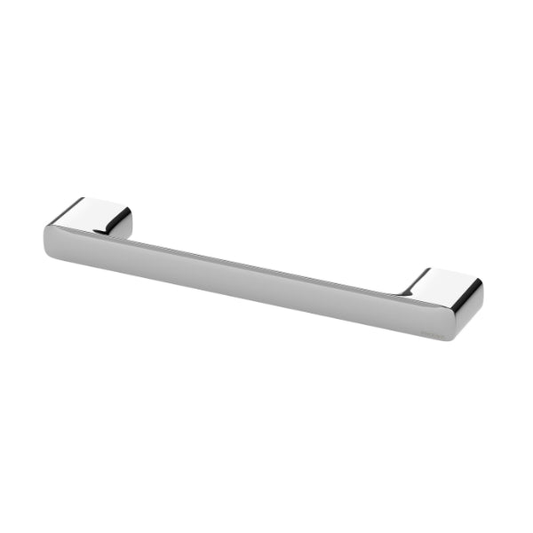 Phoenix Nuage chrome hand towel rail with softly curved brass bar and wall brackets on white background