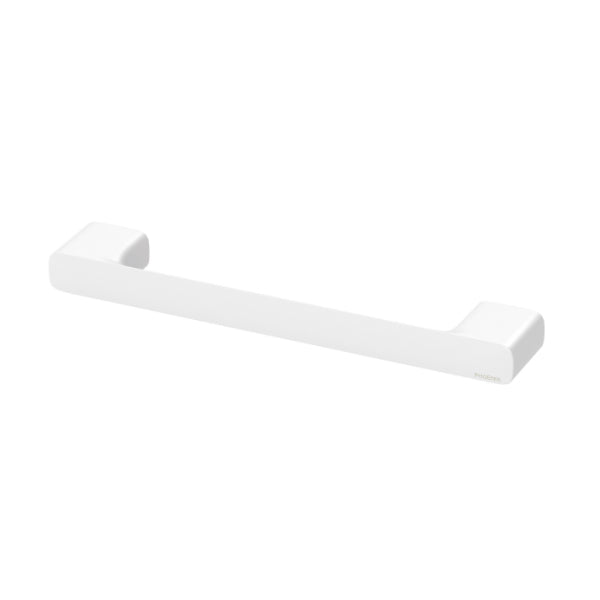 Phoenix Nuage matte white hand towel rail with soft curved ends on a white background