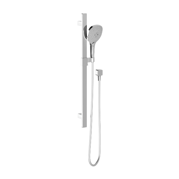 Phoenix Nuage chrome rail shower with square handpiece and adjustable slider, shown on white background