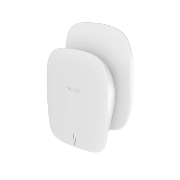 Phoenix Nuage shower wall mixer in matte white, wall-mounted with smooth rounded square handle and backplate