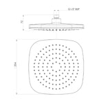 Phoenix Nuage square shower rose, brushed nickel, technical drawing with dimensions and G1/2" BSP connection