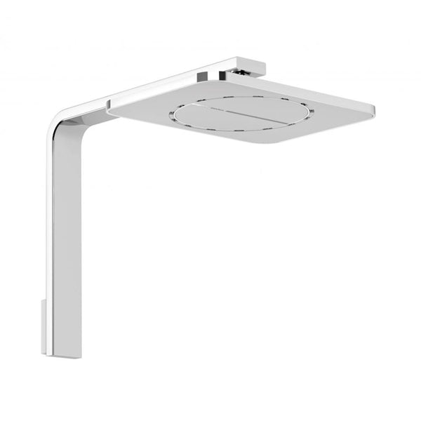 Phoenix NX ORLI chrome square shower head with wall arm, modern overhead rain shower set