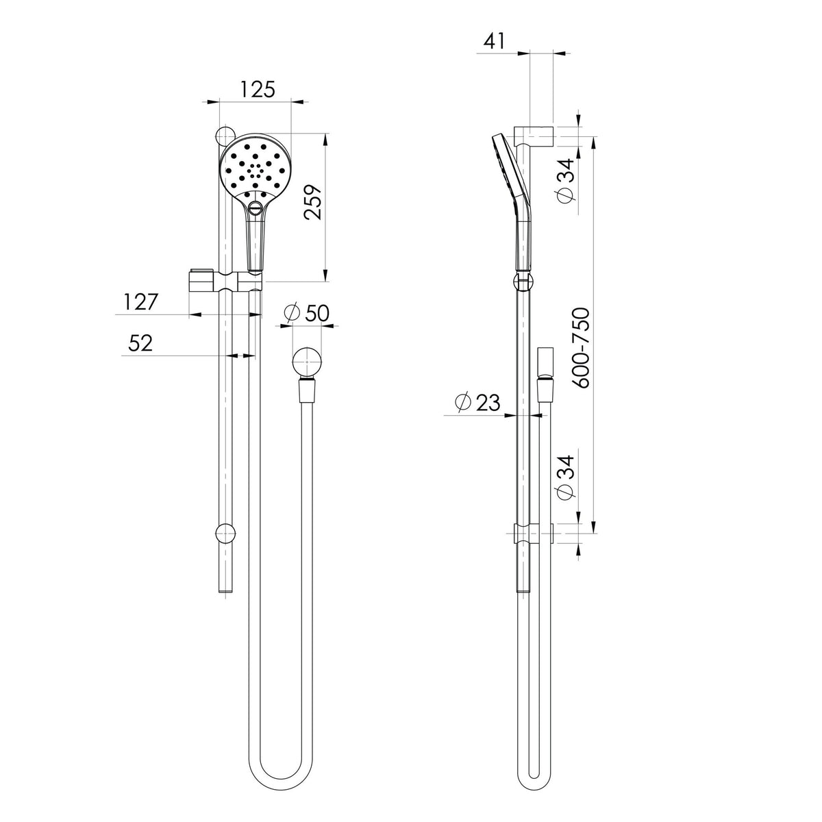 Phoenix Ormond Rail Shower Brushed Carbon