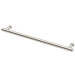 Phoenix heated towel rail round 800mm in brushed nickel, shown in angled product view with wall mounts