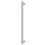 Phoenix heated towel rail, round single bar, brushed nickel, vertical wall-mounted view