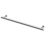 Phoenix heated towel rail, chrome round single bar, shown horizontally on white background