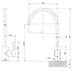 Phoenix Pina Sink Mixer 200mm Gooseneck 6 Star Brushed Nickel