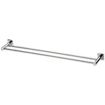 Phoenix Radii double towel rail in chrome with square wall plates, shown on a white background