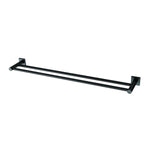 Phoenix Radii double towel rail with square plates, matte black, shown in a clean product view