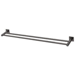 Phoenix Radii double towel rail with square plates, brushed carbon finish, wall-mounted on white background