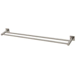 Phoenix Radii double towel rail with square plates, brushed nickel finish, two-bar wall-mounted bathroom accessory