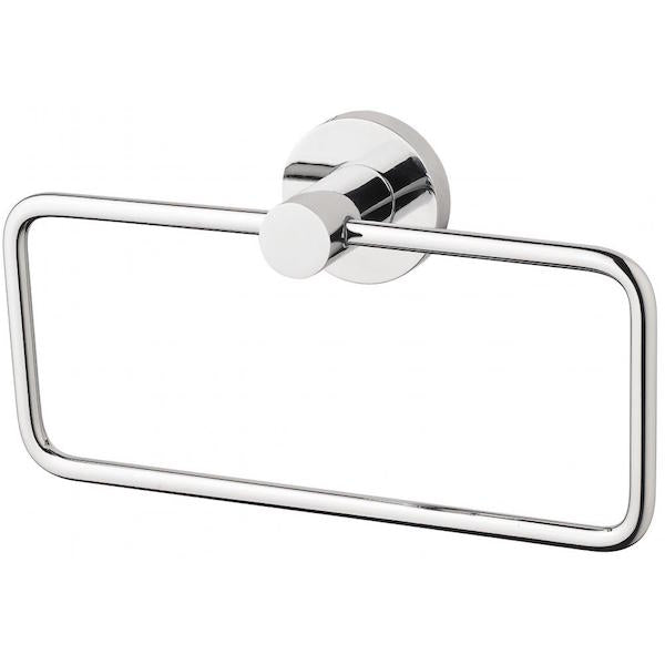 Phoenix Radii chrome hand towel holder with round wall plate and rectangular ring mount
