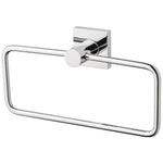 Phoenix Radii chrome hand towel holder with square wall plate and rectangular ring on a white background
