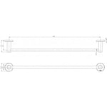 Phoenix Radii single towel rail round plate, chrome, 600mm technical drawing with dimensions