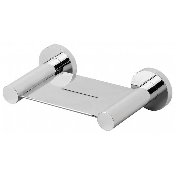 Phoenix Radii chrome round soap dish with polished metal wall brackets